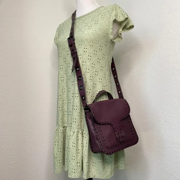 Rebecca Minkoff Midnighter Large Leather Messenger Bag in Eggplant and Black - Picture 4 of 12